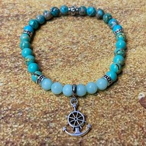 Hand made Women’s Bead bracelet with anchor charm